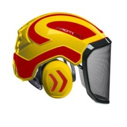 casque-protos-integral-forestier-visiere-f39-jaune-et-rouge