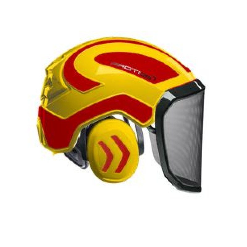 casque-protos-integral-forestier-visiere-f39-jaune-et-rouge