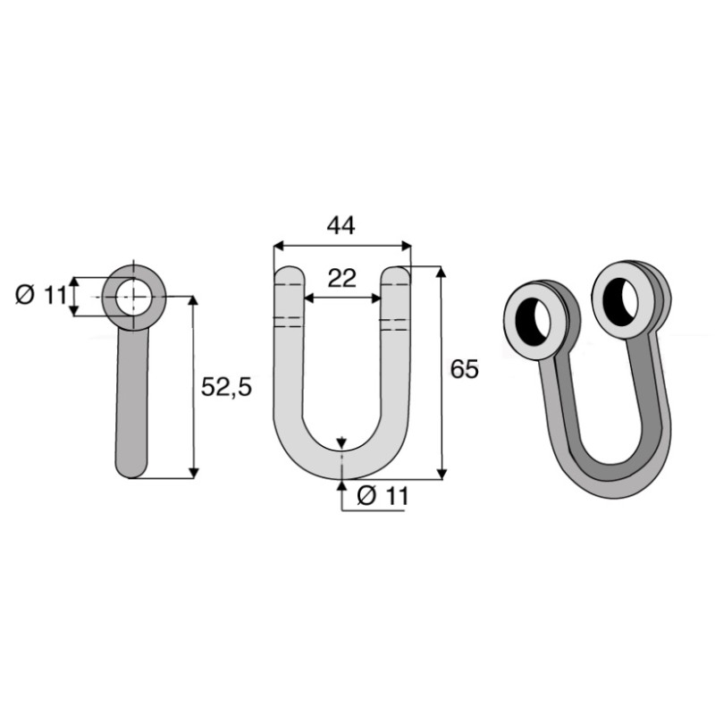 manille-droite-ferri-pour-broyeur-largeur-44mm-hauteur-525mm