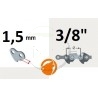 Guide chaine tronçonneuse CASTEL CS60, 50 cm, pas 3/8, jauge 1.5 mm, 0.58 , 72 maillons, 72 entraineurs