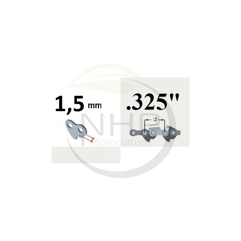 Guide chaîne tronçonneuse JONSERED 450, 451, 451EVS, 452, 455, 490, 40cm, pas 325, jauge 1.50 mm, .058, 66 maillons, 66 entraîne