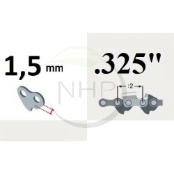 Guide chaîne tronçonneuse STIGA SP460, SP510, 40cm, pas 325, jauge 1.50 mm, .058, 66 maillons, 66 entraîneurs
