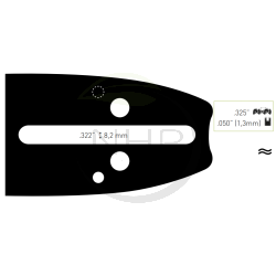 Guide chaine tronçonneuse OREGON 130MLBK095 33cm, 13", pas .325, jauge 1.3 mm, .050 , 56 maillons, 56 entraineurs