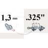 Guide chaine tronçonneuse HOMELITE CS40, CS50, 38cm, 15", pas .325, jauge 1.3 mm, .050 , 64 maillons, 64 entraineurs