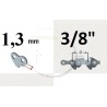 Chaîne tronçonneuse prédécoupée Semi-Chisel, pas 3/8, jauge .050, 1.30 mm, 61 maillons, 61 entraineurs