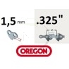Guide chaîne tronçonneuse OREGON 158SLBK041, 38 cm, 15", pas 0.325", jauge 1.5mm, 0.58", 64 maillons entraîneurs