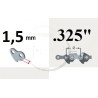 Guide chaîne tronçonneuse 38 cm, 15", pas 0.325", jauge 1.5mm, 0.58", 64 maillons entraîneurs