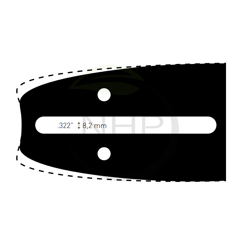 Guide chaîne tronçonneuse SHINDAIWA 401, 415, 416, 450, 451, 485, 500, 45 cm, 18", pas 3/8LP, jauge .050, 1.3mm, 62 maillons, 62