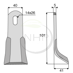 Couteau de broyeur ROUSSEAU, SUIRE, NICOLAS, CMV, 525422, longueur 100mm, largeur 40mm