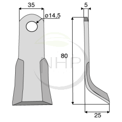 Couteau de broyeur AGRIMASTER 3000993, 63-AGM-21, longueur 80mm, largeur 35mm
