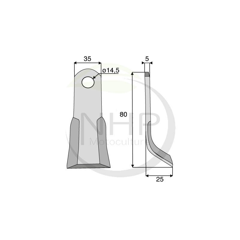 Couteau de broyeur ORSI, CALDERONI, FALCONERO, SICMA, CABE 3000993, longueur 80mm, largeur 35mm