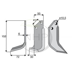 Couteau de fraise gauche GRILLO 7636, motoculteur 131NT, Grillino, Paterno, 131