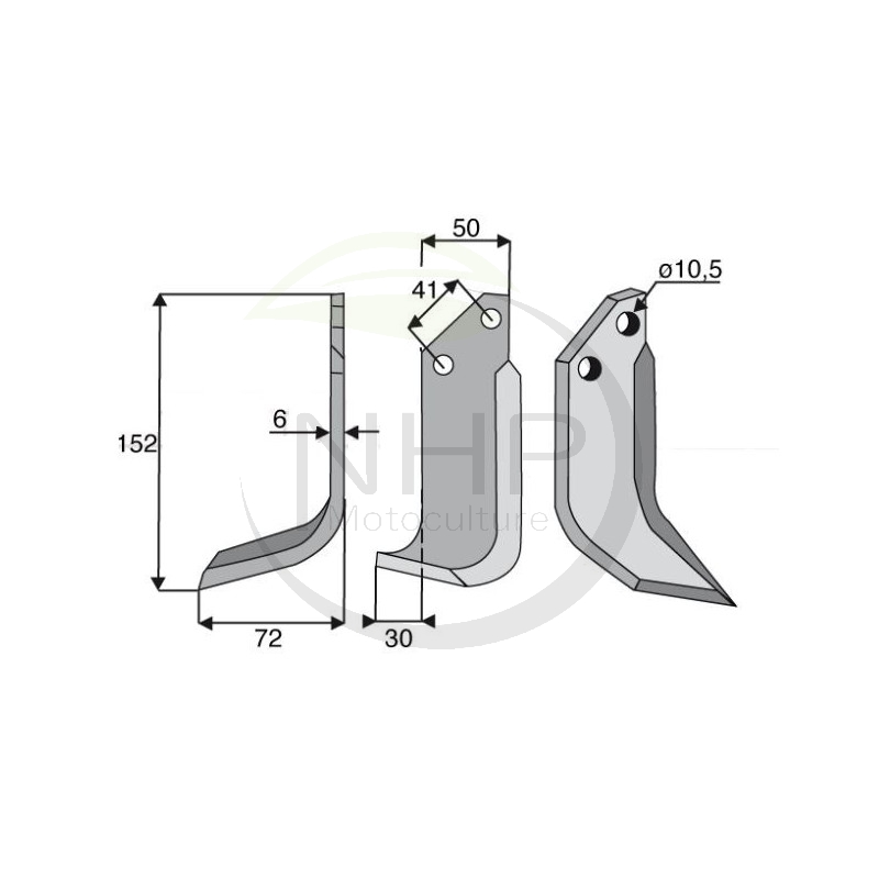 Couteau de fraise gauche GRILLO 7636, motoculteur 131NT, Grillino, Paterno, 131