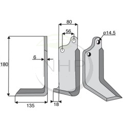 Couteau de fraise gauche motoculteur MASCHIO 021 08 431, 02108431, 021-08-431, NC-PS-Z