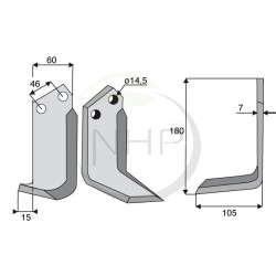 Couteau de fraise gauche Maletti type labour 1300 080, 1300080