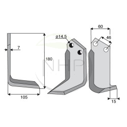 Couteau de fraise droit Maletti type labour 1300 079, 1300079