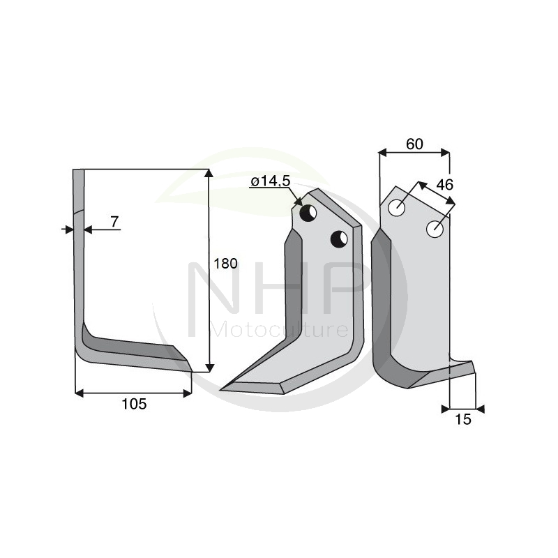 Couteau de fraise droit Maletti type labour 1300 079, 1300079