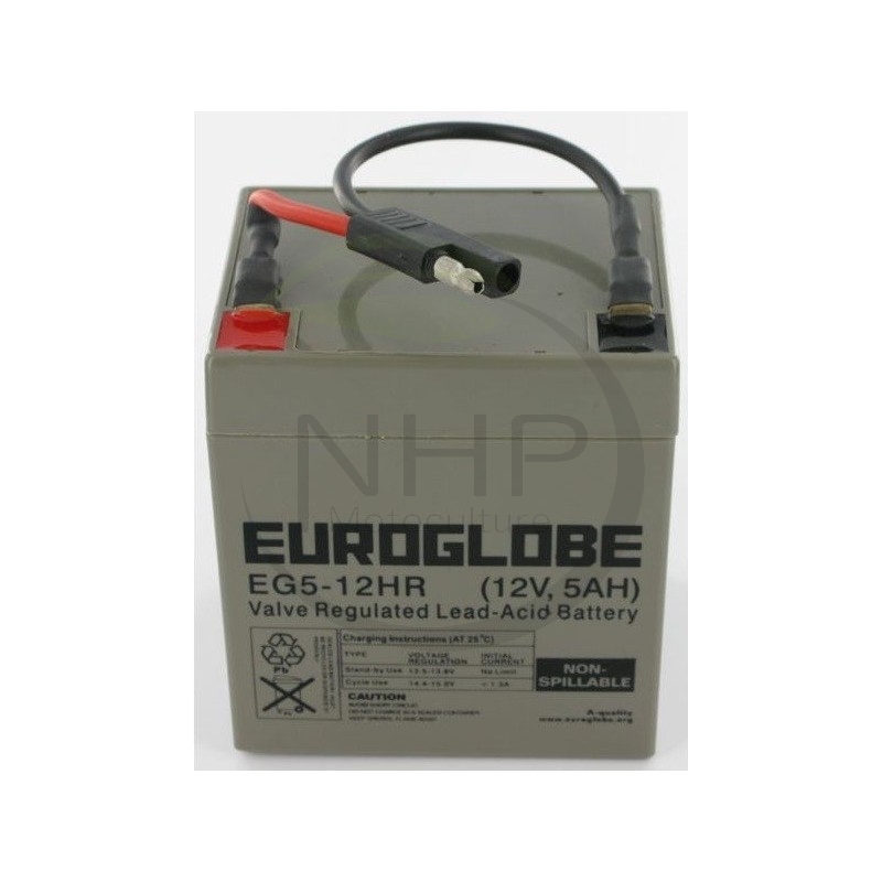 Batterie pour tondeuse à démarrage électrique, 12 Volt / 5Ah, GGP, CASTELGARDEN, STIGA 1111-3590-01, 11111359001, EG5-12HR