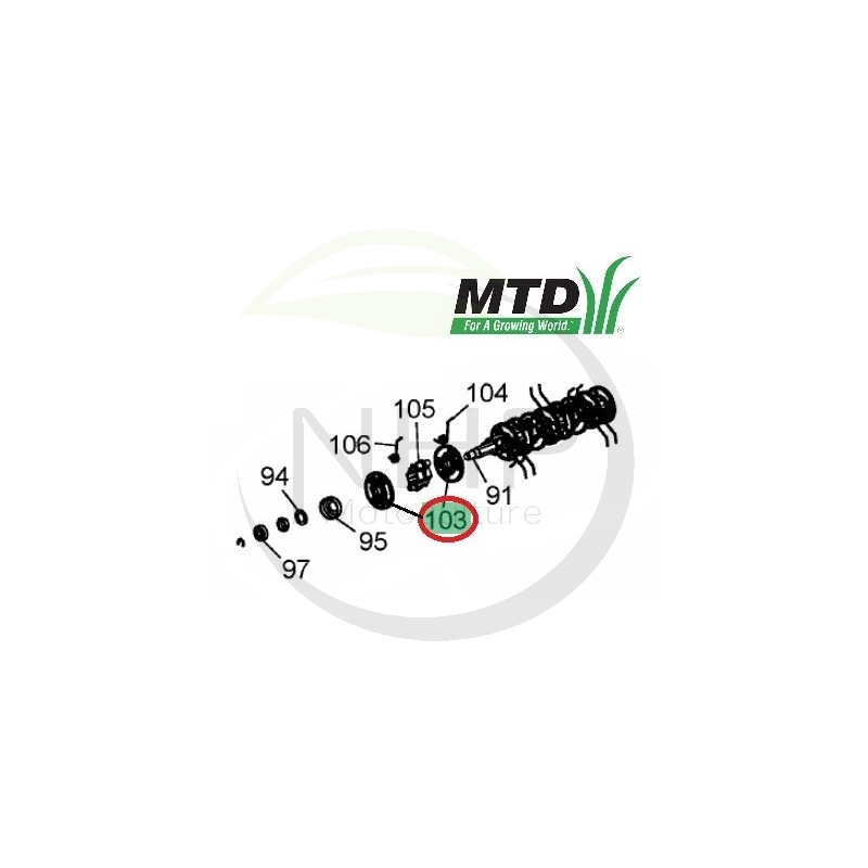 Bague de maintien ressort pour scarificateur MTD Optima 35 V0, 35VB, 38VO, BLV3530, 731-10505, 73110505