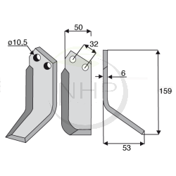 Couteau de fraise droit PASQUALI type labour 588-F912, 588F912, STAUB 558, 914, 934, TIELBURGER