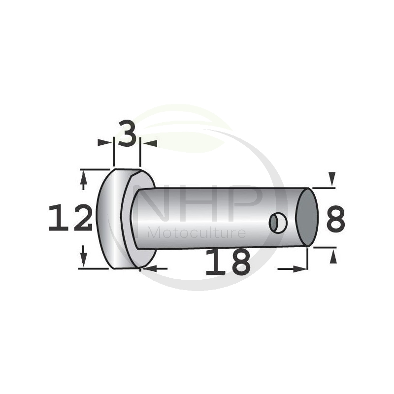 Axe pour fléau Carroy et Giraudon 18 mm, longueur : 18 mm, diamètre : 8 mm