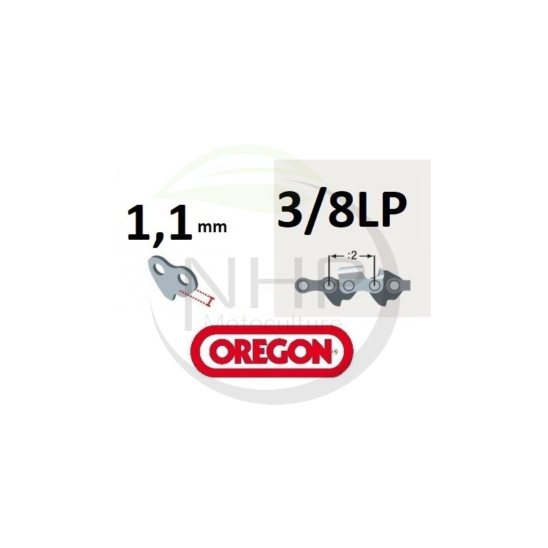 Chaîne tronçonneuse OREGON 90PX035E, pas 3/8"LP, jauge 0.043, 1.1mm, 35 maillons, 35 entraîneurs