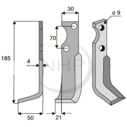 Couteau de fraise gauche motoculteur, motobineuse AGRIA, longueur : 190mm
