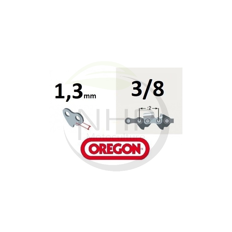 Chaîne tronçonneuse OREGON 72PX044E , 72DPX044E, 72DP044E, 72LPX044E, pas 3/8, jauge .050, 1.3 mm, 44 maillons, 44 entraineurs