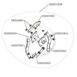 Etoile de fraise départ gauche double, fraise arrière ROTO 400 PUBERT STAUB, OLEO MAC, KIVA 0320010028