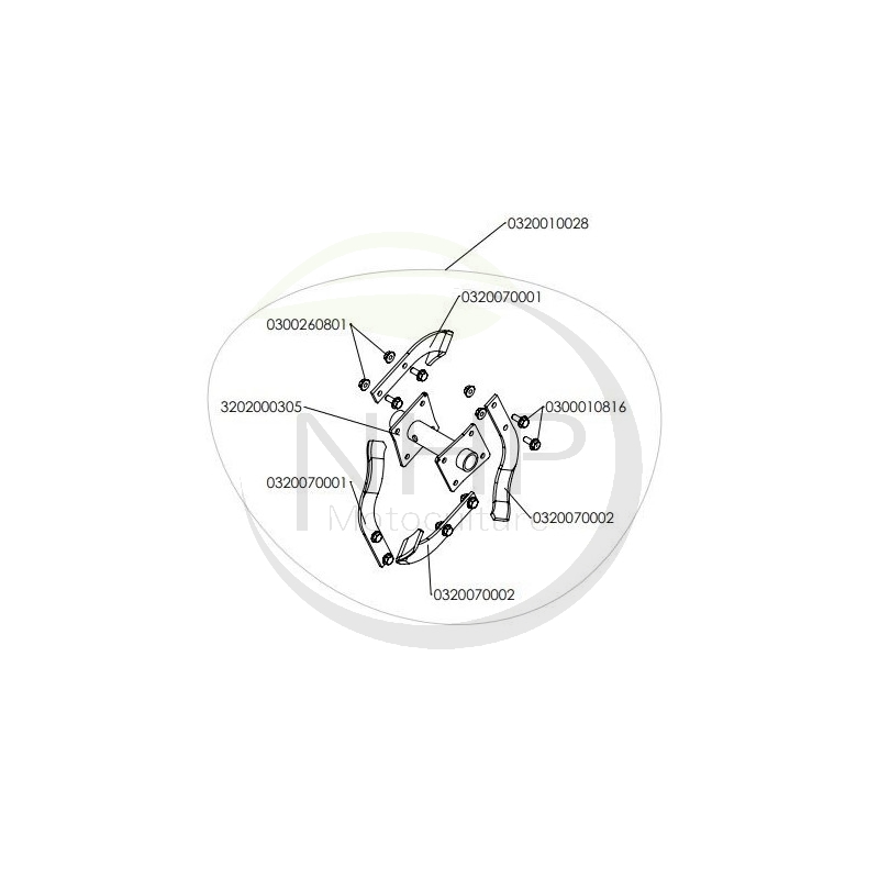 Etoile de fraise départ gauche double, fraise arrière ROTO 400 PUBERT STAUB, OLEO MAC, KIVA 0320010028