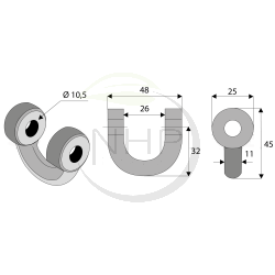 Manille droite MUTHING 45x48mm pour broyeur
