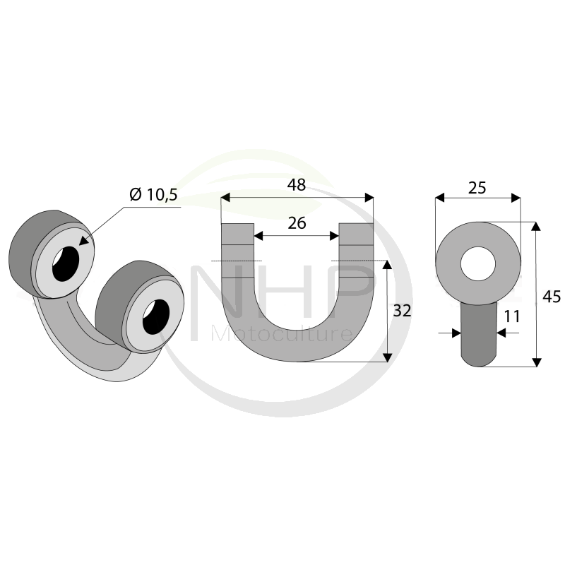 Manille droite MUTHING 45x48mm pour broyeur