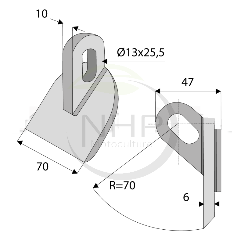 Couteau marteau broyeur MUTHING MU4 LANG, 70mm