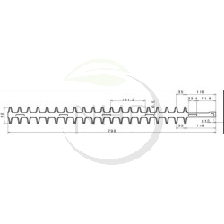 Lame inférieure taille-haie ALPINA TS-25, DOLMAR HT-2267, IDEAL TT750, TT760, ROBIN HT750