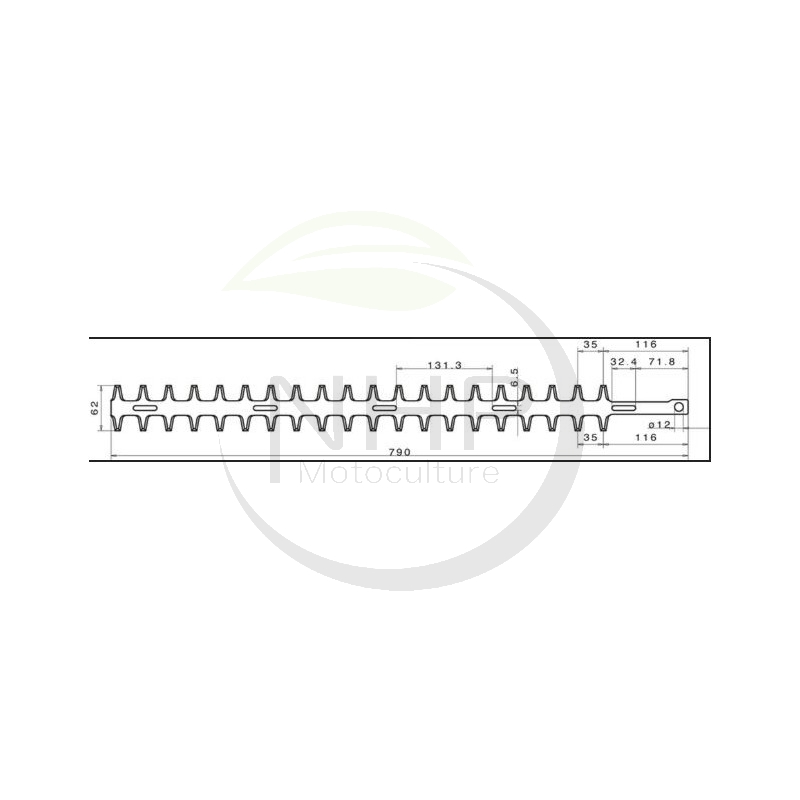 Lame inférieure taille-haie ALPINA TS-25, DOLMAR HT-2267, IDEAL TT750, TT760, ROBIN HT750
