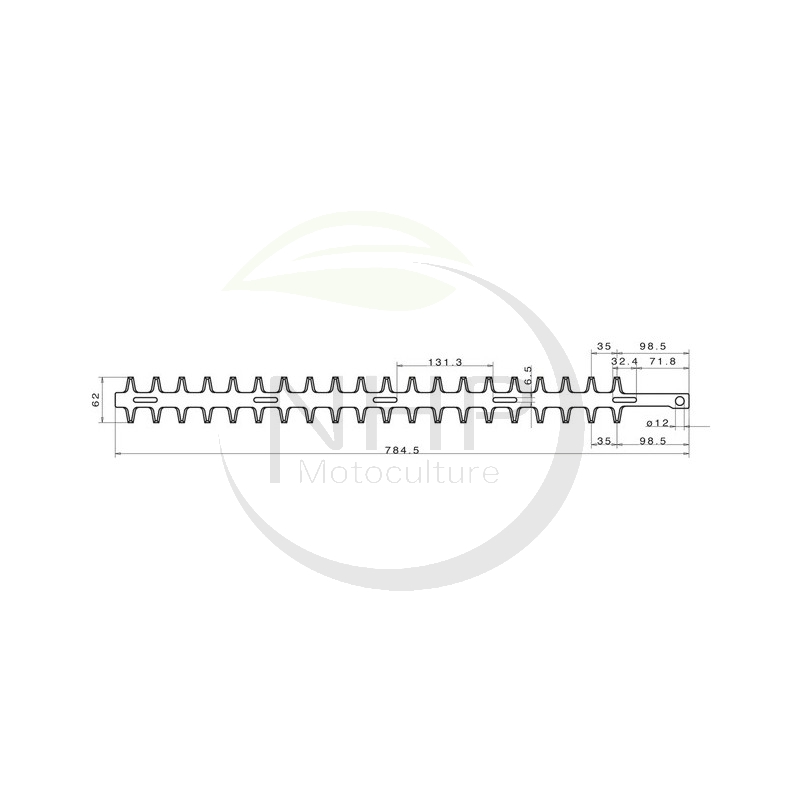 Lame supérieure taille-haie ALPINA TS-25, DOLMAR HT-2267, IDEAL TT750, TT760, ROBIN HT750