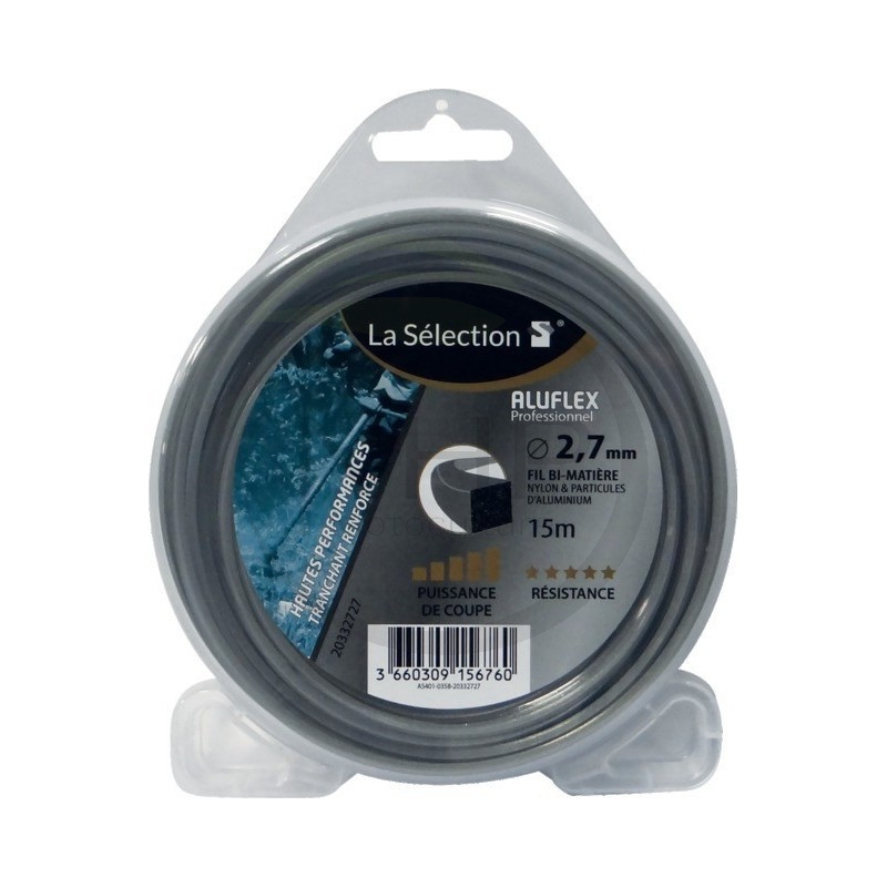 Blister fil nylon carré professionnel avec particules d'aluminium