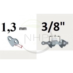 Chaîne tronçonneuse OREGON 72LPX085E, 72PX085E, 72DPX085E, 72DP085E, pas 3/8, jauge .050, 1.3 mm, 85 maillons, 85 entraineurs