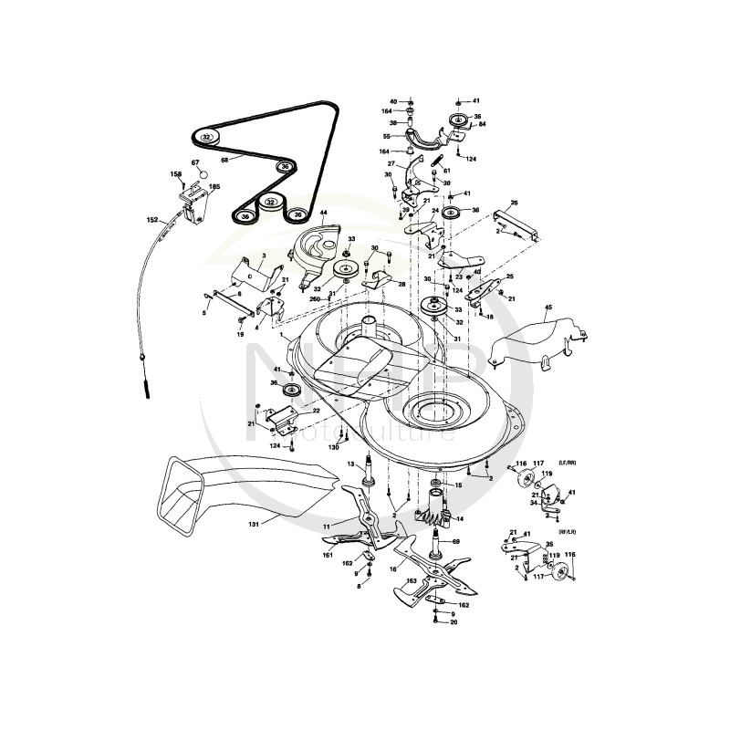 Plateau de coupe 107cm, 58-30750-01, 53-21760-30, 5321691-60, 532176030, 53216960, 176030, 169160 Husqvarna, AYP