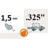 Chaîne tronçonneuse prédécoupée Semi-Chisel, pas .325, jauge .058, 1.50 mm, 57 maillons, 57 entraineurs
