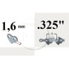 Chaîne tronçonneuse prédécoupée Semi-Chisel, pas .325, jauge .063, 1.6 mm, 54 maillons, 54 entraineurs