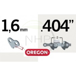Chaîne tronçonneuse OREGON 59L122E, 59AC122E, 27X122E, 27PX122E, pas .404", jauge .063, 1.60 mm, 122 maillons, 122 entraineurs