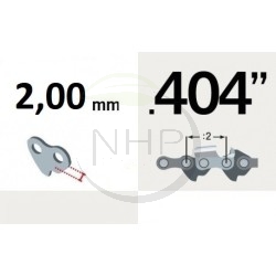 Chaîne tronçonneuse prédécoupée, micro-chisel, HARVESTER, pas .404", jauge .080, 2 mm, 72 maillons, 72 entraineurs