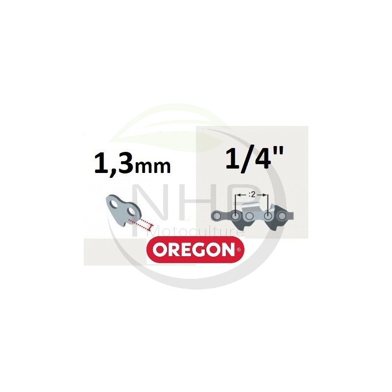 Chaîne tronçonneuse prédécoupée OREGON 25AP041E, 25A041E, pas 1/4", jauge .050, 1.3 mm, 41 maillons, 41 entraineurs