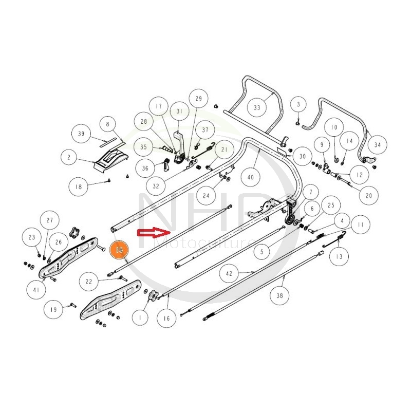 Câble changement vitesse transmission hydrostatique tondeuse Orec GRH535 PRO, 027671500, 0276-71500