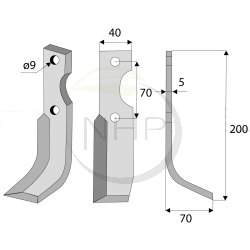 Couteau de fraise droit rotolabour FORT, ADRIATICA 200mm