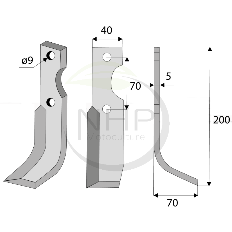 Couteau de fraise droit rotolabour FORT, ADRIATICA 200mm