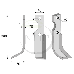 Couteau de fraise gauche rotolabour FORT, ADRIATICA 200mm