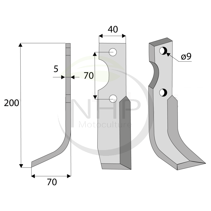 Couteau de fraise gauche rotolabour FORT, ADRIATICA 200mm