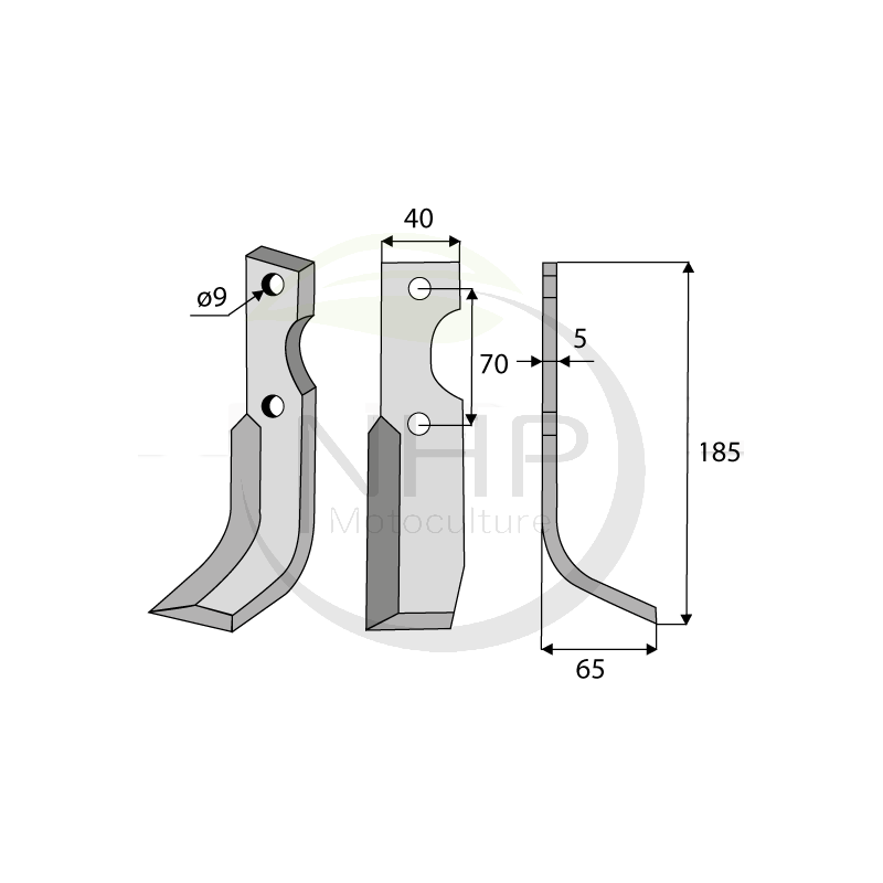 Couteau de fraise droit rotolabour FORT, ADRIATICA 185mm